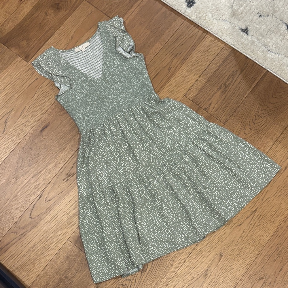 LOFT Green dot Dress